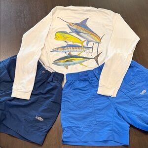 Guy Harvey White Long Sleeve Shirt with Fish Design